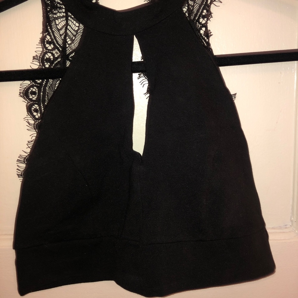Black Small Lace Back Crop Top